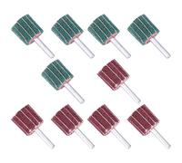 Lot de 10 meules à lamelles en non-tissé, 1 pouce, 5 rouges grain moyen et 5 vertes grain fin, montées sur tige, disque abrasif, diamètre de meule 0,98 pouce, soit 25 mm, pour polissage du métal