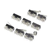 Lot de 10 micro-interrupteurs de fin de course, bouton-poussoir momentané, 1 A, 125 V CA, 3 broches, poignée longue, levier à galet, SPDT, 12 x 6 x 6 mm(Bent foot-1)