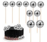 Lot de 10 mini boules disco pour décoration de gâteau | Boules miroir pour décoration de gâteau pour fête sur le thème disco des années 70/80/90