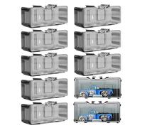 Lot de 10 mini organiseurs de voiture - Vitrine 1/64 pour véhicules | Transparent avec couvercle de protection, boîte de rangement empilable, support d'exposition, vitrine de collection pour amateurs