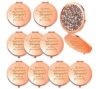 Lot de 10 miroirs compacts Inspirants « Sometimes You Forget You're Awesome » - Cadeau de secrétaire pour Femme, Assistante, Enseignant, infirmière - Miroir de Poche grossissant (Or Rose)