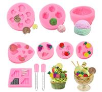 Lot de 10 moules en silicone pour bougies, pâte à sucre, chocolat, glaces 3D, moules à gelée en forme de fruits, petits moules en silicone pour décorations de cupcakes, pralines et confiseries artisan