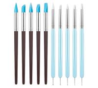 Lot de 10 outils de sculpture d'argile, pinceaux professionnels à pointe en silicone, stylos de peinture polyvalents, fournitures de modélisation portables pour sculpture et pointillage, idéal pour