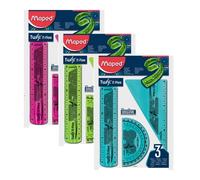 LOT de 10 Pack de règles flexibles Maped Twist'n Flex Original : règle de 15 cm, équerre de 60?