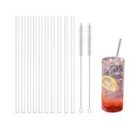 Lot de 10 Pailles Réutilisables en Plastique - Pailles de Rechange Longues de 30 cm avec 2 Brossettes de Nettoyage - Compatibles avec Gourdes et Bouteilles - Idéal pour Toutes Boissons