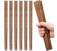 Lot de 10 paires de baguettes réutilisables en bois naturel avec impression 100 % naturelle, sans peinture, 24 cm, ensemble cadeau pour sushis, plats asiatiques, nouettes, ramen, riz