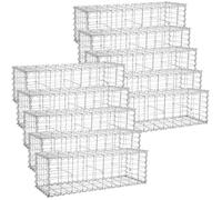 Lot de 10 Paniers gabions 100 × 30 × 30 cm Parterre acier galvanisé Banc de jardin siège gabion SONGMICS