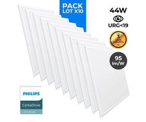 Lot de 10 - Panneau LED 60x60 extra-plat - Driver Philips - 44W - Blanc Froid