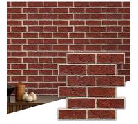 Lot de 10 panneaux muraux autocollants 3D imitation brique - 30 x 30 cm - En PVC - Décoration murale Rouge Rétro -1 STICKERS