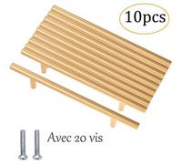 Lot de 10 pcs Poignées Meubles Doré Poignee Porte Cuisine - Zaku Boutons de Tiroir Laiton pour Placards centres de trous 160 mm