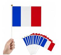Lot De 10 Petit Drapeau Francais,LERKNVOE Mini Drapeau Français Avec Tige,Drapeaux à Main,Pour Fête Nationale, Matchs de Foot, Coupe du Monde, Décoratifs d'Extérieur