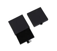 Lot de 10 petites boîtes cadeaux en papier kraft fin avec tiroir pour bijoux, cartes de vœux, colliers, bracelets, emballages cadeaux (noir, 6 x 6 x 1,7 cm)