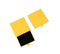 Lot de 10 petites boîtes cadeaux en papier kraft fin avec tiroir pour bijoux, cartes de vœux, colliers, bracelets, emballages cadeaux (jaune, 10 x 10 x 2 cm)