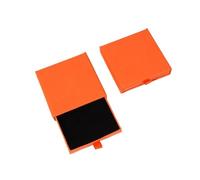 Lot de 10 petites boîtes cadeaux fines en papier kraft pour tiroir, bijoux, carte de vœux, collier, bracelet, paquet cadeau (orange, 10 x 10 x 2 cm)