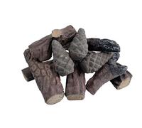 Lot de 10 petites bûches de bois en céramique décoratives pour intérieur et extérieur, ventilées, sans ventilation, électrique, éthanol, gel