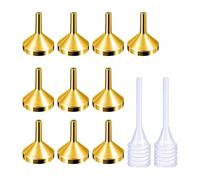 Lot de 10 petits entonnoirs en métal de 3,3 x 2,5 cm avec 2 pipettes pour le remplissage de bouteilles et de contenants, transfert d'huile et de liquide, petit entonnoir en métal avec pipette