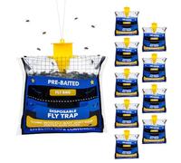 Lot de 10 pièges à mouches jetables à suspendre pour terrasse, extérieur avec appât de 30 g, attrape-mouches pour grange, cheval, ranch, poulailler