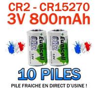 LOT DE 10 PILE ACCU BATTERIE CR2 LITHIUM (CR15270) 3V 800mAh EUNICELL CR2 CR-2