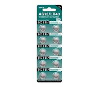Lot de 10 piles bouton alcalines LR43 1,5 V AG12/SR43W/SR43/386 pour divers appareils électroniques