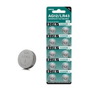 Lot de 10 piles bouton alcalines LR43 1,5 V de rechange AG12/SR43W/SR43/386 pour divers appareils électroniques