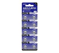 Lot de 10 piles bouton alcalines LR721 1,5 V AG11/D361/D362 pour divers appareils électroniques