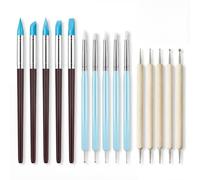 Lot de 10 pinceaux en silicone et 5 pinceaux de modelage avec manche en bois, pinceaux en silicone, pinceaux en caoutchouc pour nail art, peinture acrylique, outils de modelage, accessoires de