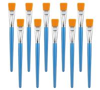 Lot de 10 pinceaux plats de 2,5 cm pour peinture acrylique - Pinceaux plats en nylon bleu avec manche en bois - Pour aquarelle, huile, artisanat, visage, corps et artistes professionnels