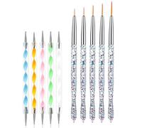 Lot de 10 pinceaux pour nail art - Pinceaux à ongles en acrylique - Pinceaux à ongles pour ongles en gel - Outil de pointillage pour nail art - Brosse à ongles pour manucure, perceuse, peinture