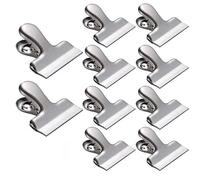 Lot De 10 Pinces À Sac En Acier Inoxydable, Petites Pinces Bulldog De 1,5"", Durables, À Prise Solide, Polyvalentes Pour La Cuisine Et Le Bureau