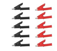 Lot de 10 pinces crocodiles entièrement isolées pour multimètre banane de 4 mm, pinces de sécurité électrique rouges et noires avec indice 30 A 2000 V