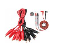 Lot de 10 pinces crocodiles professionnelles avec câble et pointes de mesure multimètre (50 cm/24 AWG) - CAT III 1000 V/20 A pour multimètre, oscilloscope, compteur LCR - Pince crocodile double isolée