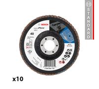 Lot de 10 Plateaux à lamelles bombé X551 Ø125 EXPERT Métal Grain 40 BOSCH