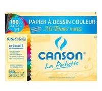 Lot de 10 pochettes de 12 feuilles papier dessin MI-TEINTES 160g 24x32cm assortis vifs Ref-317103 G