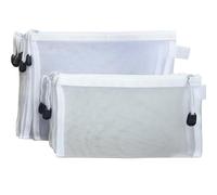 Lot de 10 pochettes de rangement en maille - Blanches - 2 tailles avec fermeture éclair - Pour bureau, école, jeux