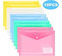 Lot De 10 Pochettes En Plastique Transparent - Format A4 - Avec Étiquette - Pour Archives