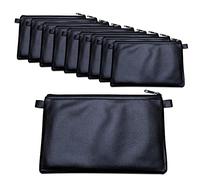 Lot de 10 pochettes en simili cuir noir avec fermeture éclair pour documents jusqu'au format A5 27 x 17 cm