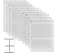Lot de 10 pochettes intercalaires pour classeur avec 4 poches format A4 pour classeur à 4 trous pour le rangement de matrices et timbres, sacs protecteurs transparents en PVC imperméable pour matrices