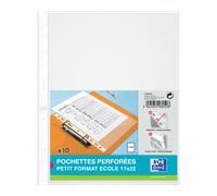 lot de 10 pochettes perforées 17x22 Polypro lisse incolore
