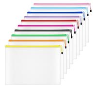 Lot de 10 pochettes plastiques A4 zippées,pochettes à fermeture éclair,pochettes à fermeture éclair,chemises de classement en filet