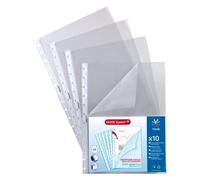 Lot de 10 pochettes polypropylène lisse amovibles pour porte-vues géode Viquel - A4 7/100e