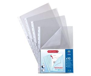 Lot de 10 pochettes polypropylène lisse amovibles pour porte-vues géode Viquel - A4 7/100e