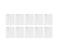Lot de 10 pochettes transparentes M5 à 5 anneaux pour cartes | Porte-documents à fermeture éclair pour bureau, école, papeterie, amoureux, prof
