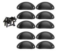 Lot de 10 Poignée de Coquille Vintage Noir pour Armoire Meuble, 82mm Bouton de Porte en Métal Cuisine Placard Décoration