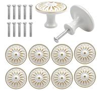 Lot De 10 Poignées De Tiroir Vintage, 30 X 30 X 22 Mm, Rondes, Pour Chambre D'enfant (Blanc)
