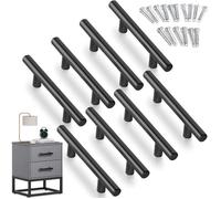 Lot de 10 Poignees Meubles Noir Bouton de Meuble Cuisine noir T Poignées Placard Tiroir Entraxe 128mm