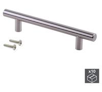 Lot de 10 poignées Orlando D. 12 mm en acier finition nickel satiné avec entraxe 384 mm
