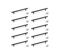 Emuca - Lot de 10 poignées pour meubles Orlando, L252mm, entraxe 192mm, Acier, Peint en noir