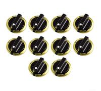 Lot de 10 poignées rotatives pour cuisinière à gaz avec anneau en métal - Poignée d'allumage à rotation inverse 0° pour cuisinière de table et plaque de cuisson, interrupteur de commande de rechange