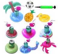 Lot de 10 porte-gobelets de piscine, décorations gonflables pour boissons de fête, porte-gobelets flottants pour piscine, pour extérieur, jardin, natation, été, anniversaire, bronzage, plage, lac