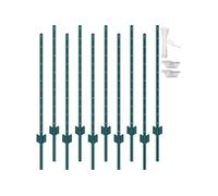 Lot de 10 Poteaux de Clôture En Métal En T Piquets Pour Les Cours Vert 121,92cm